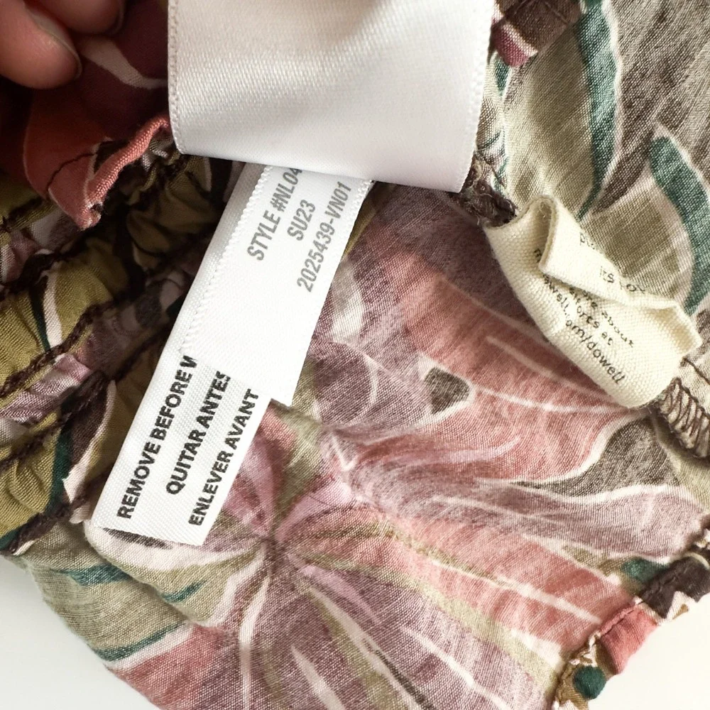 Madewell Tropical Shirred Cap-Sleeve‎ Top in Brushstroke Monstera Top - Size M